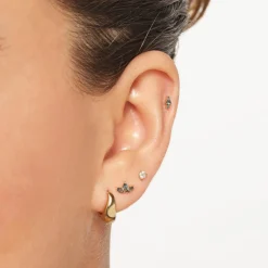 Outlet Blue Topaz Triple Marquise Helix Single Stud Earring in 10k Gold Birthstone Jewellery | Natural Gemstones