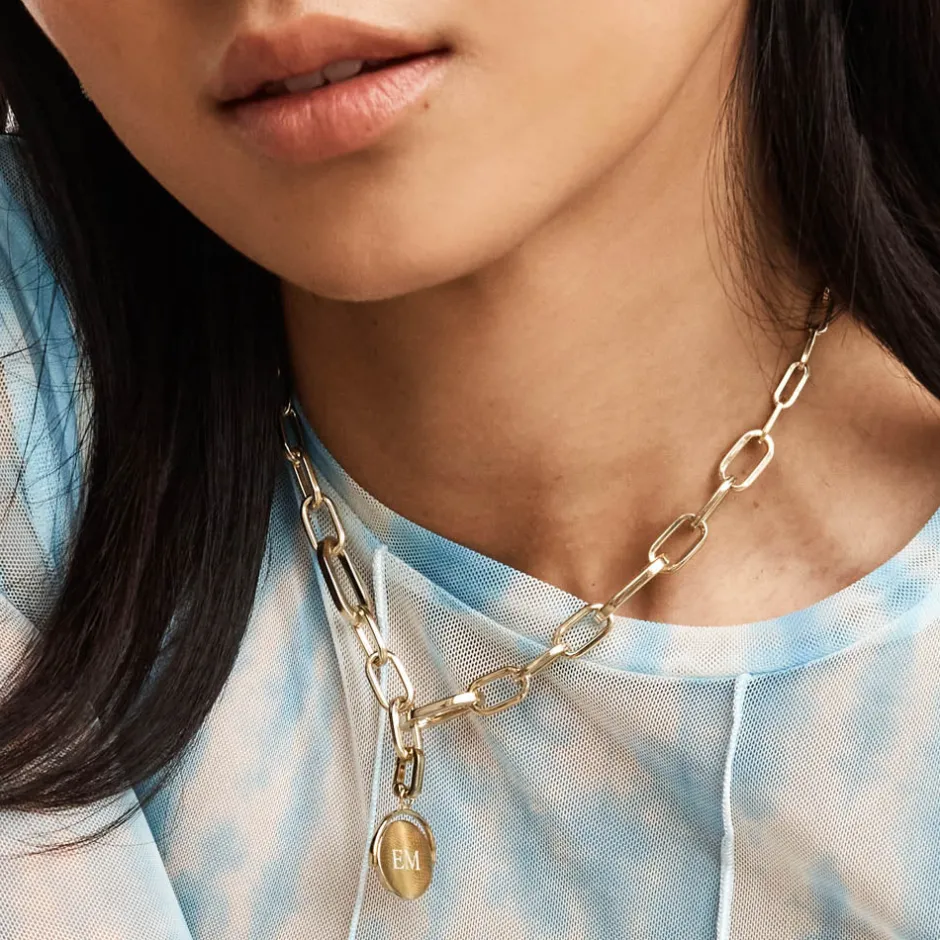 Online Bold Paperclip Chain Necklace in Gold 18k Fine Gold Plated | Necklaces & Pendants