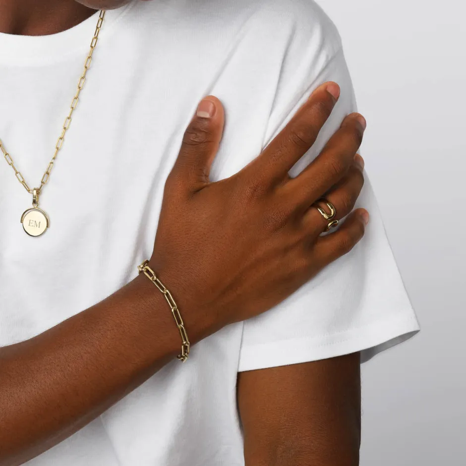 Sale Boyfriend Paperclip Chain Bracelet in Gold Gifts For Him | Best Friend Gifts