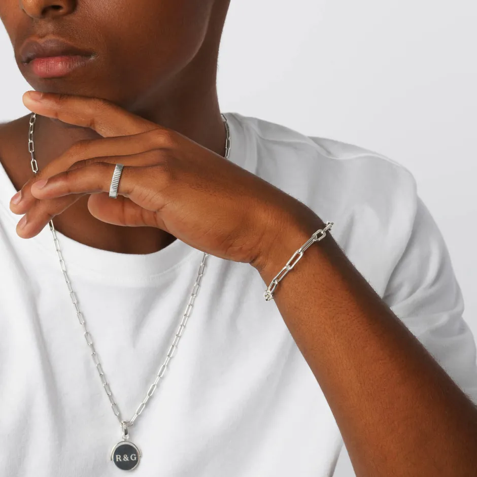 Sale Boyfriend Paperclip Chain Bracelet in Silver Gifts For Him | Best Friend Gifts