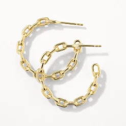 Best Chain Link Hoops in Gold 18k Fine Gold Plated | Earrings