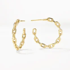Best Chain Link Hoops in Gold 18k Fine Gold Plated | Earrings