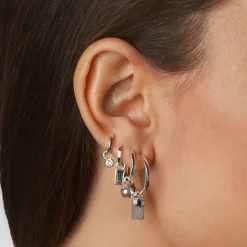 Hot Charm Hoop Earrings in Silver Gifts For Her | 925 Sterling Silver