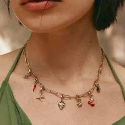 Sale Charm Paperclip Chain Necklace in Gold 18k Fine Gold Plated | Necklaces & Pendants