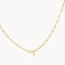Sale Charm Paperclip Chain Necklace in Gold 18k Fine Gold Plated | Necklaces & Pendants