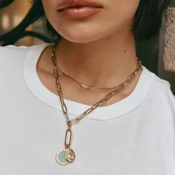 Sale Charm Paperclip Chain Necklace in Gold 18k Fine Gold Plated | Necklaces & Pendants