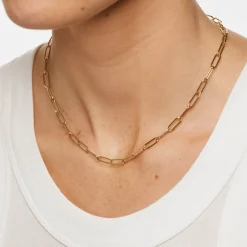 Sale Charm Paperclip Chain Necklace in Gold 18k Fine Gold Plated | Necklaces & Pendants
