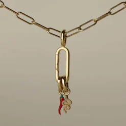 Sale Charm Paperclip Chain Necklace in Gold 18k Fine Gold Plated | Necklaces & Pendants