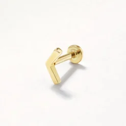 Fashion Chevron Helix Single Stud Earring in 10k Gold Symbolic Jewellery | Earrings