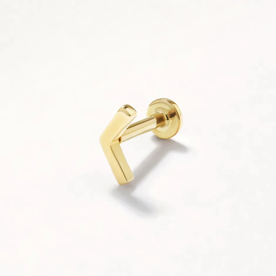 Fashion Chevron Helix Single Stud Earring in 10k Gold Symbolic Jewellery | Earrings