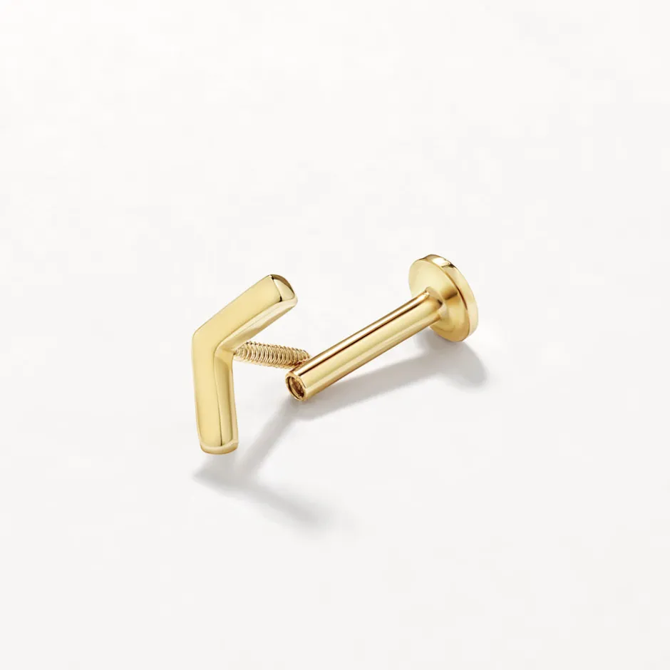 Fashion Chevron Helix Single Stud Earring in 10k Gold Symbolic Jewellery | Earrings