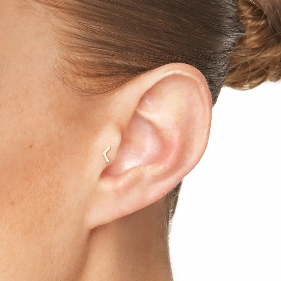 Fashion Chevron Helix Single Stud Earring in 10k Gold Symbolic Jewellery | Earrings