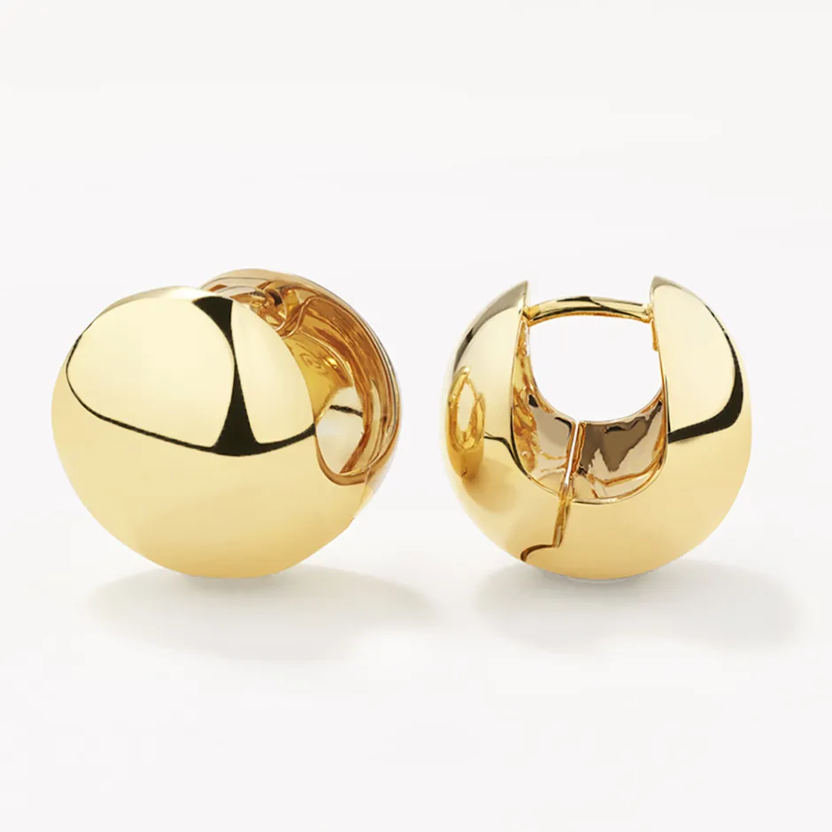 Hot Chunky Ball Huggie Earrings in Gold Bridal Gifts | 18k Fine Gold Plated