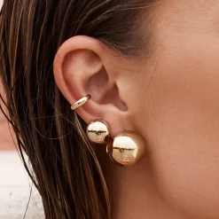 Hot Chunky Ball Huggie Earrings in Gold Bridal Gifts | 18k Fine Gold Plated