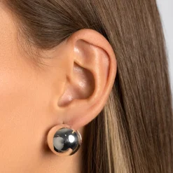 New Chunky Ball Huggie Earrings in Silver Bridal Gifts | 925 Sterling Silver