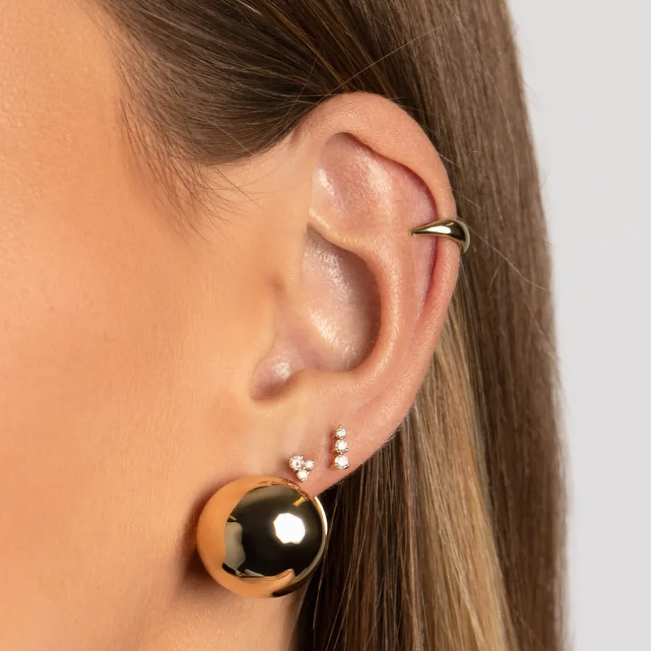 Hot Chunky Ball Huggie Earrings in Gold Bridal Gifts | 18k Fine Gold Plated