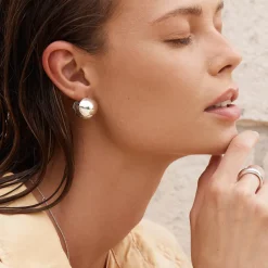 New Chunky Ball Huggie Earrings in Silver Bridal Gifts | 925 Sterling Silver