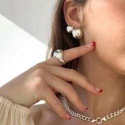 New Chunky Ball Huggie Earrings in Silver Bridal Gifts | 925 Sterling Silver