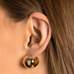 Hot Chunky Ball Huggie Earrings in Gold Bridal Gifts | 18k Fine Gold Plated