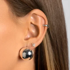 New Chunky Ball Huggie Earrings in Silver Bridal Gifts | 925 Sterling Silver