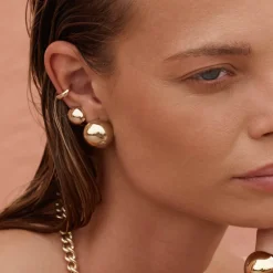 Hot Chunky Ball Huggie Earrings in Gold Bridal Gifts | 18k Fine Gold Plated
