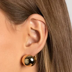 Hot Chunky Ball Huggie Earrings in Gold Bridal Gifts | 18k Fine Gold Plated