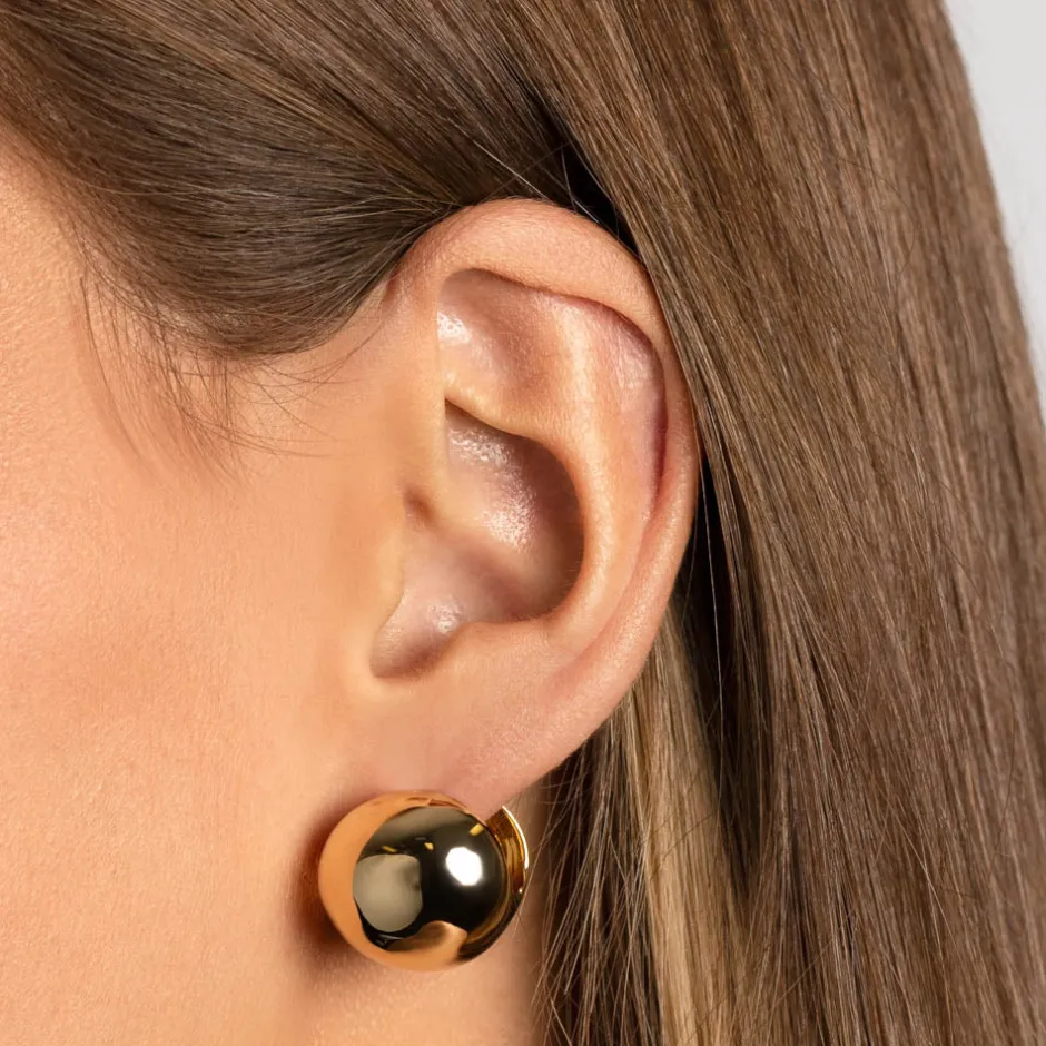 Hot Chunky Ball Huggie Earrings in Gold Bridal Gifts | 18k Fine Gold Plated