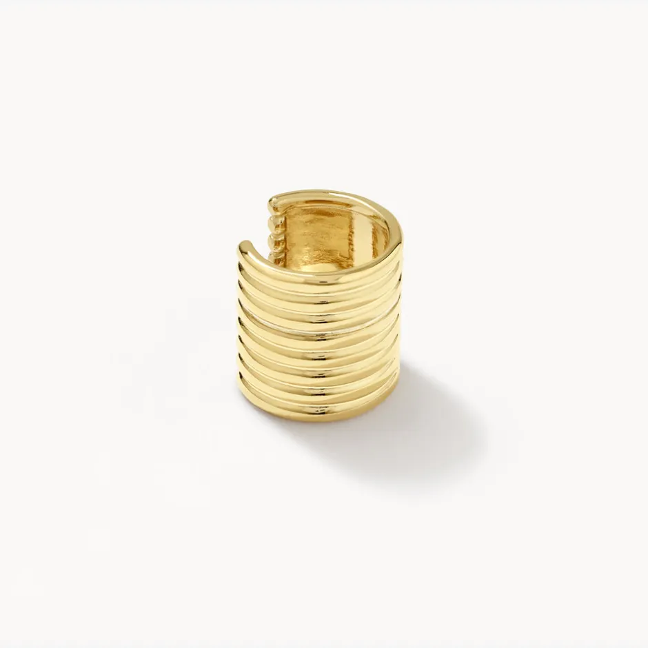 Online Chunky Ribbed Ear Cuff in Gold 18k Fine Gold Plated | Earrings