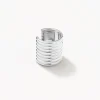 Fashion Chunky Ribbed Ear Cuff in Silver 925 Sterling Silver | Earrings