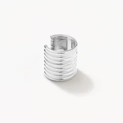 Fashion Chunky Ribbed Ear Cuff in Silver 925 Sterling Silver | Earrings