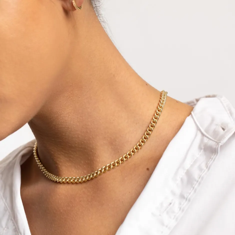 Clearance Curb Chain Necklace in Gold Gifts For Him | 18k Fine Gold Plated
