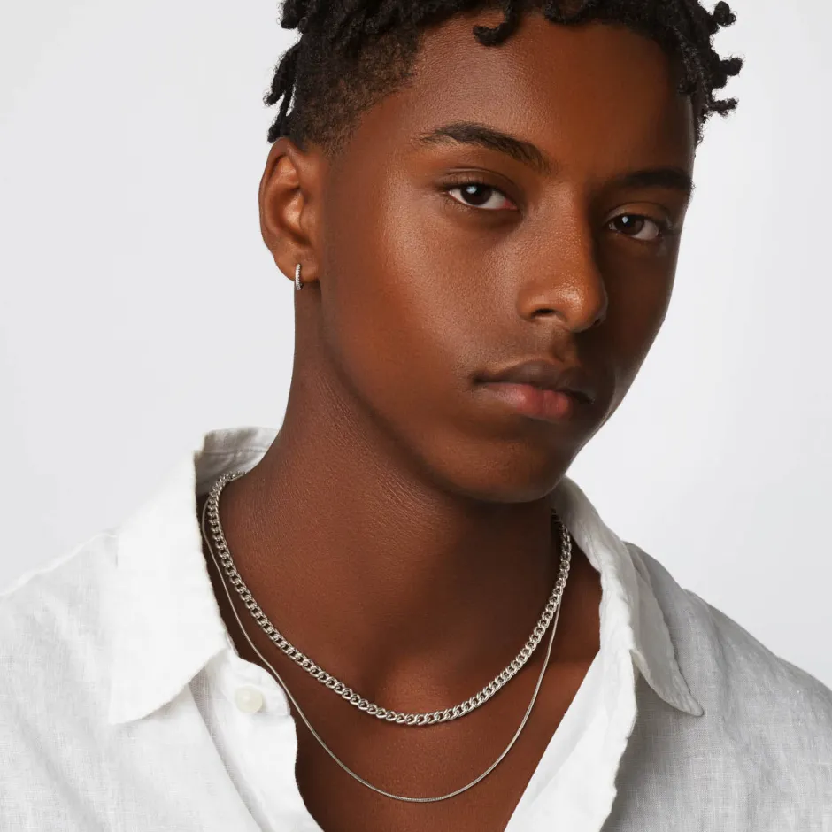New Curb Chain Necklace in Silver Gifts For Him | 925 Sterling Silver