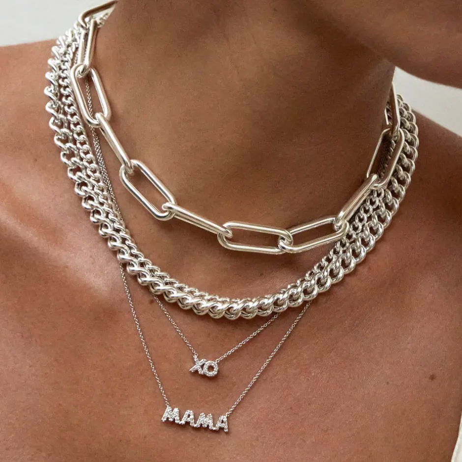 New Curb Chain Necklace in Silver Gifts For Him | 925 Sterling Silver