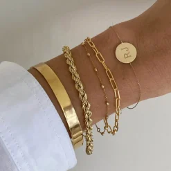 Fashion Curve Bangle in Gold 18k Fine Gold Plated | Bracelets & Bangles
