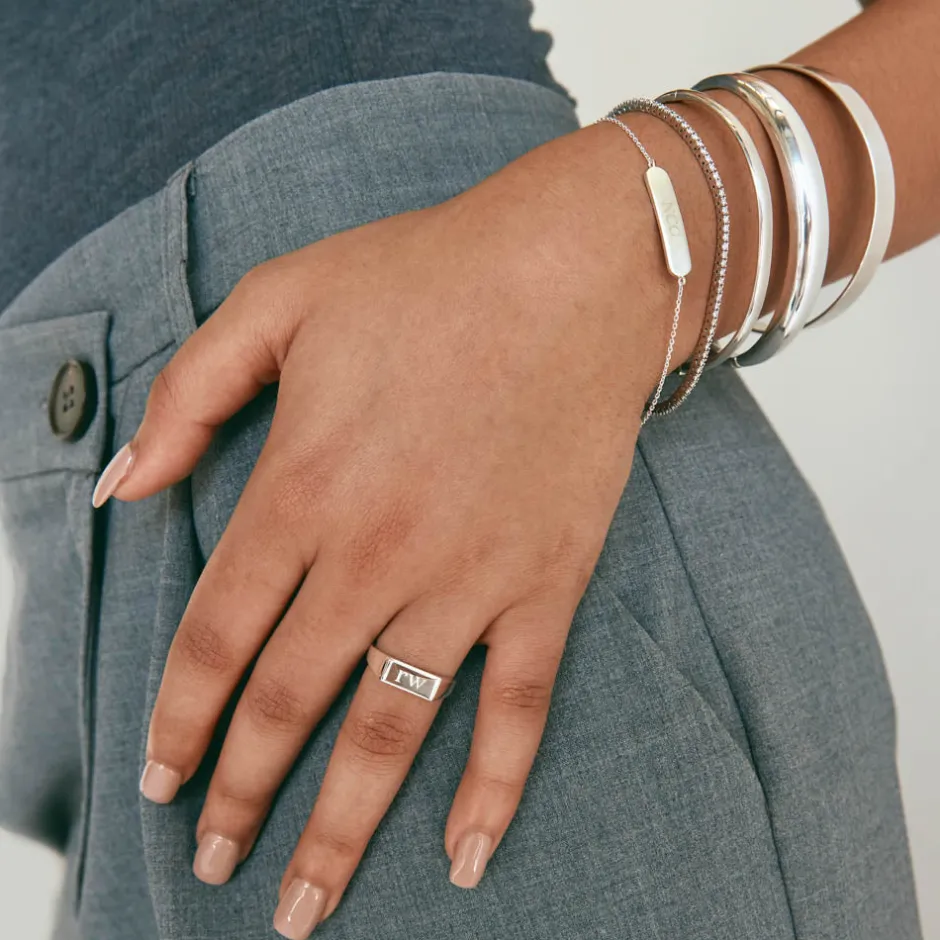 New Curve Dome Bangle in Silver 925 Sterling Silver | Bracelets & Bangles