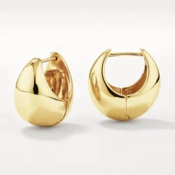 New Curve Dome Huggies in Gold 18k Fine Gold Plated | Earrings