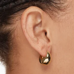 New Curve Dome Huggies in Gold 18k Fine Gold Plated | Earrings