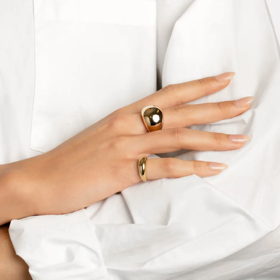 Best Curve Dome Pinky Ring in Gold Best Friend Gifts | 18k Fine Gold Plated