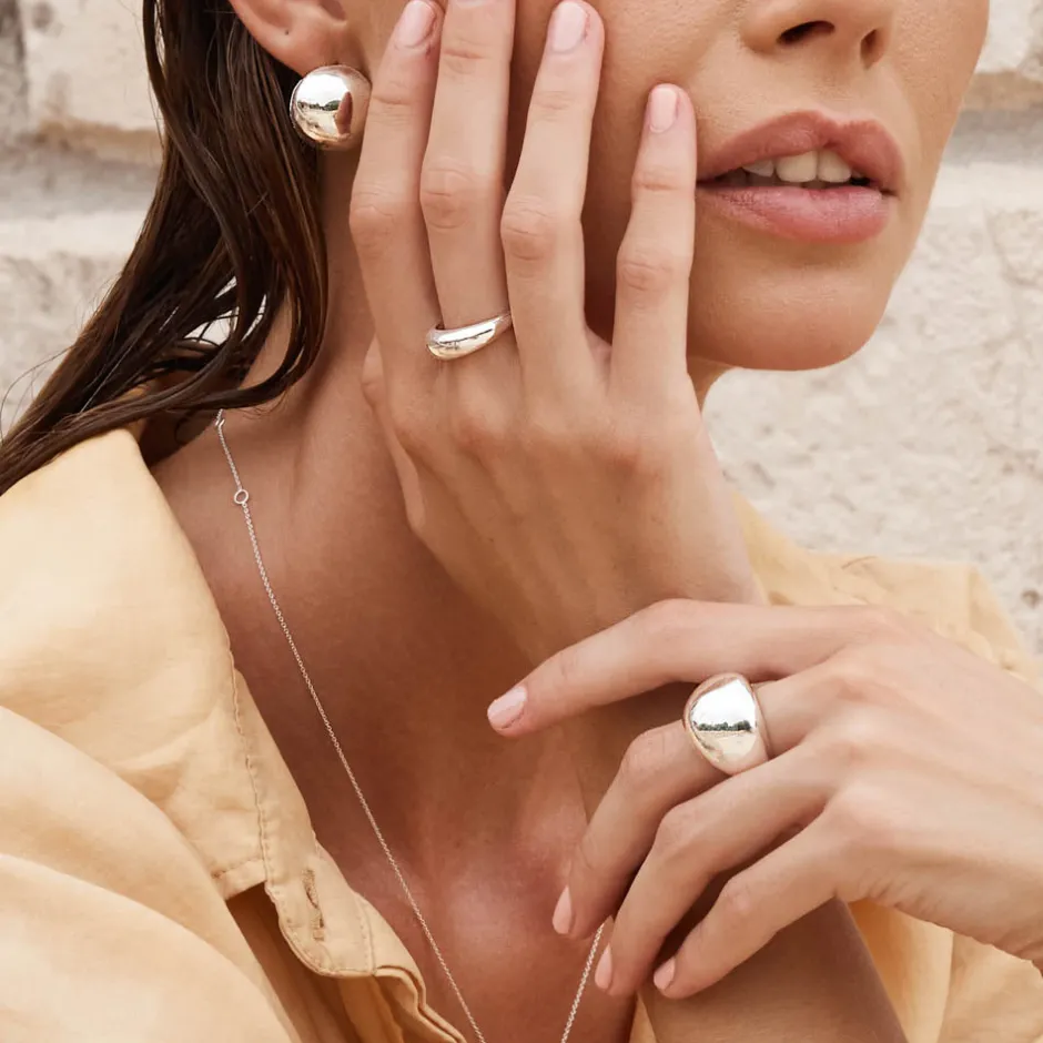 Hot Curve Dome Pinky Ring in Silver Best Friend Gifts | 925 Sterling Silver