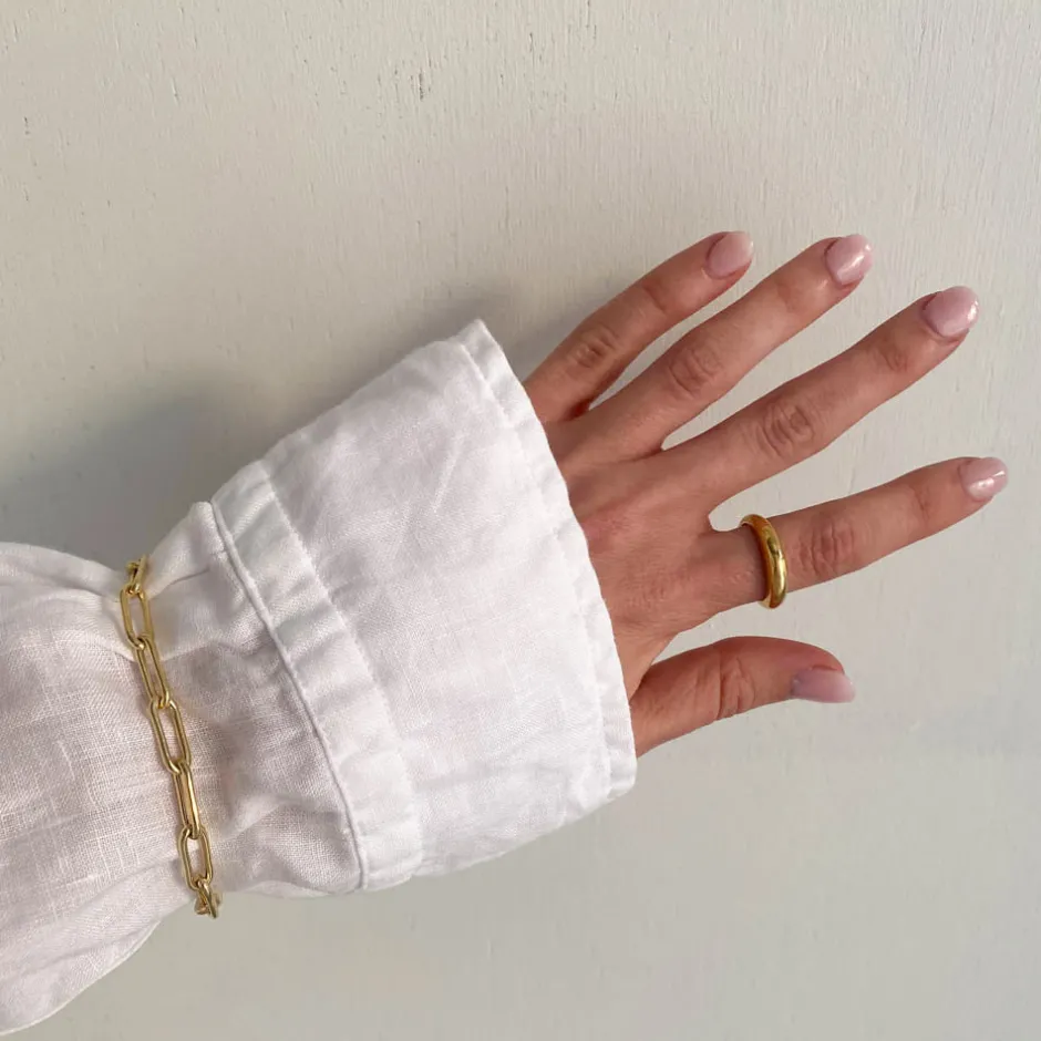 Best Curve Dome Pinky Ring in Gold Best Friend Gifts | 18k Fine Gold Plated