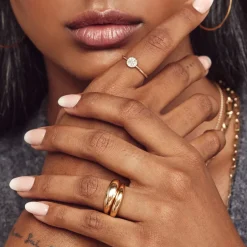 Outlet Curve Dome Ring Set in Gold Best Friend Gifts | 18k Fine Gold Plated