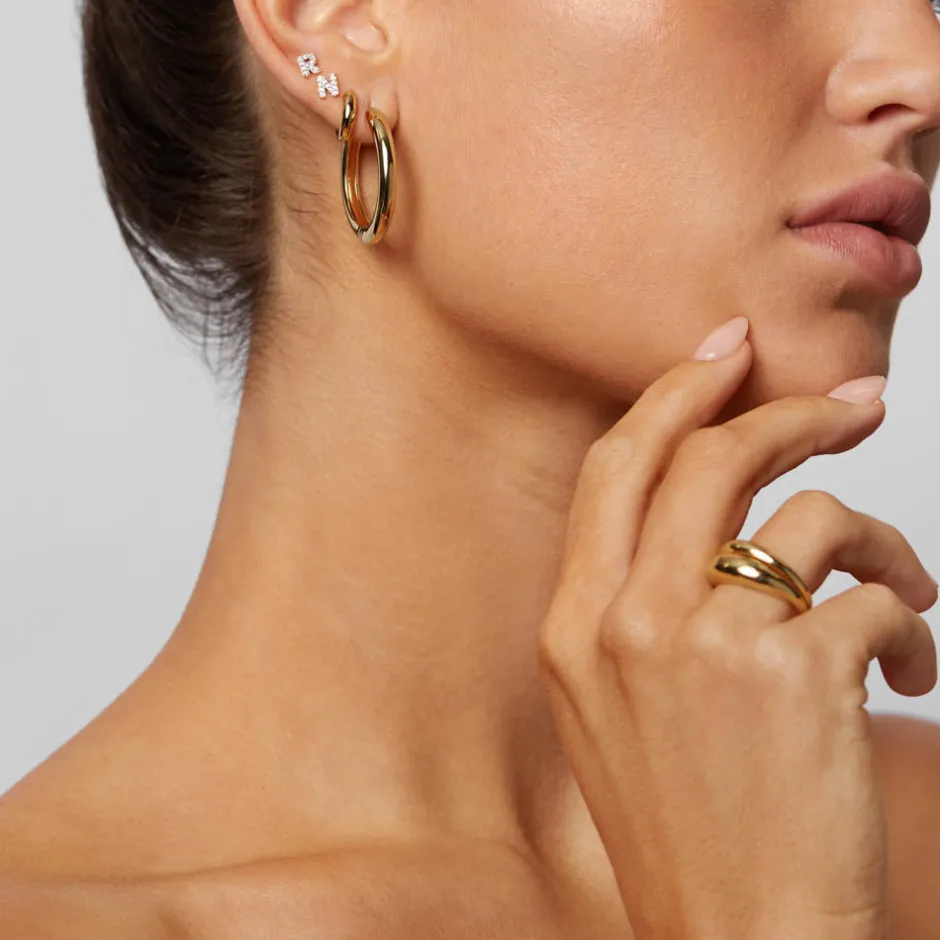 Outlet Curve Dome Ring Set in Gold Best Friend Gifts | 18k Fine Gold Plated