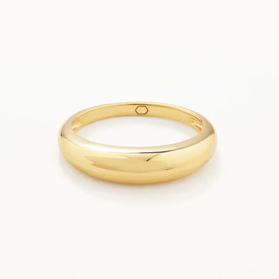 Outlet Curve Dome Ring Set in Gold Best Friend Gifts | 18k Fine Gold Plated