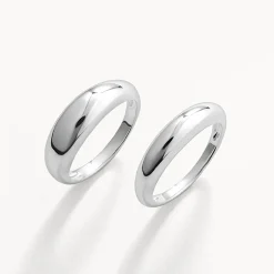 Clearance Curve Dome Ring Set in Silver Best Friend Gifts | 925 Sterling Silver