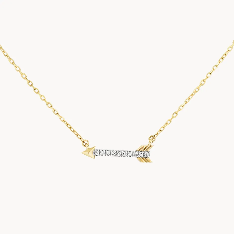 Discount Diamond Arrow Necklace in 10k Gold Symbolic Jewellery | Natural Diamonds