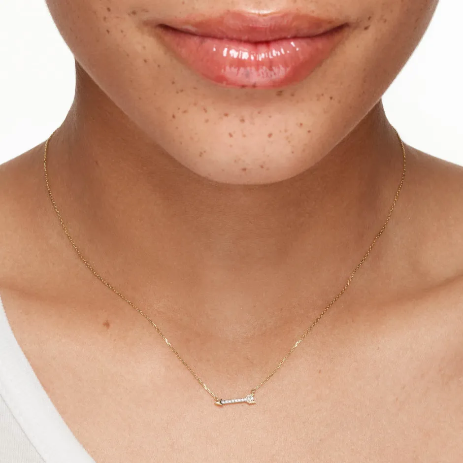 Discount Diamond Arrow Necklace in 10k Gold Symbolic Jewellery | Natural Diamonds