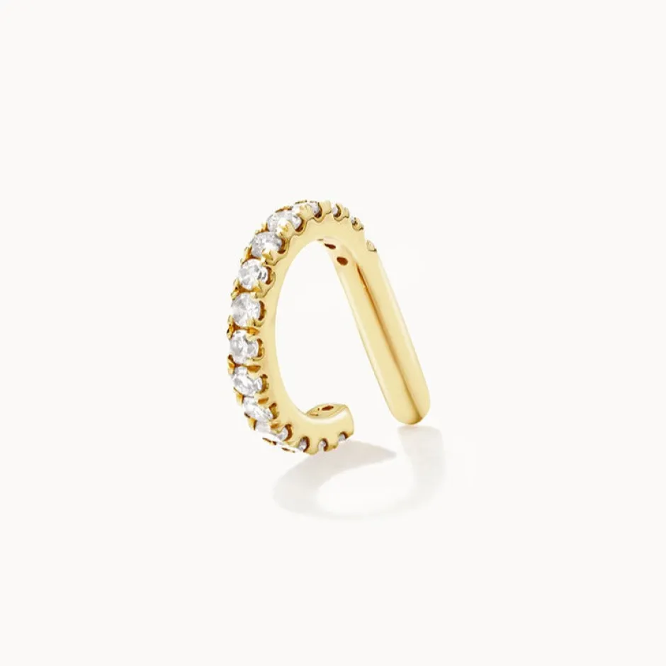 Online Diamond Bar Single Ear Cuff in 10k Gold Gifts For Her | Natural Diamonds