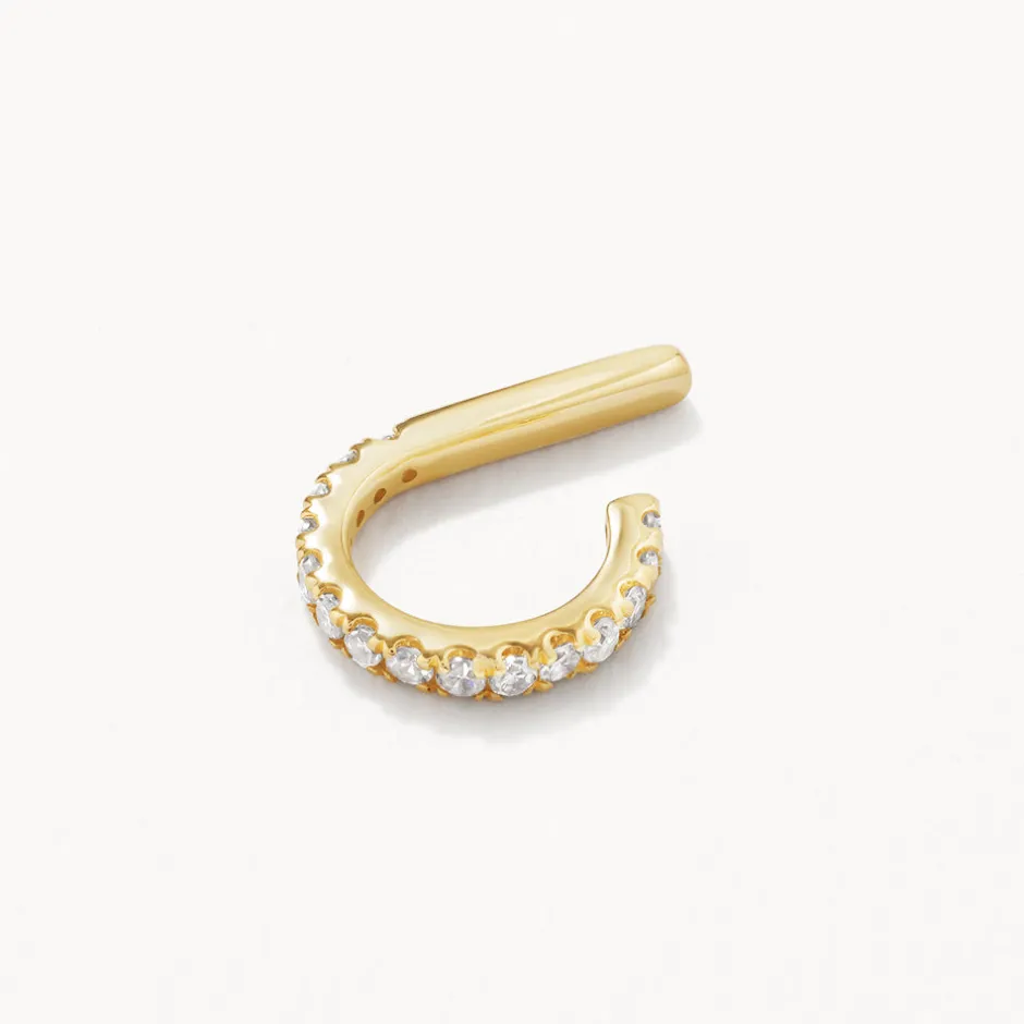 Online Diamond Bar Single Ear Cuff in 10k Gold Gifts For Her | Natural Diamonds