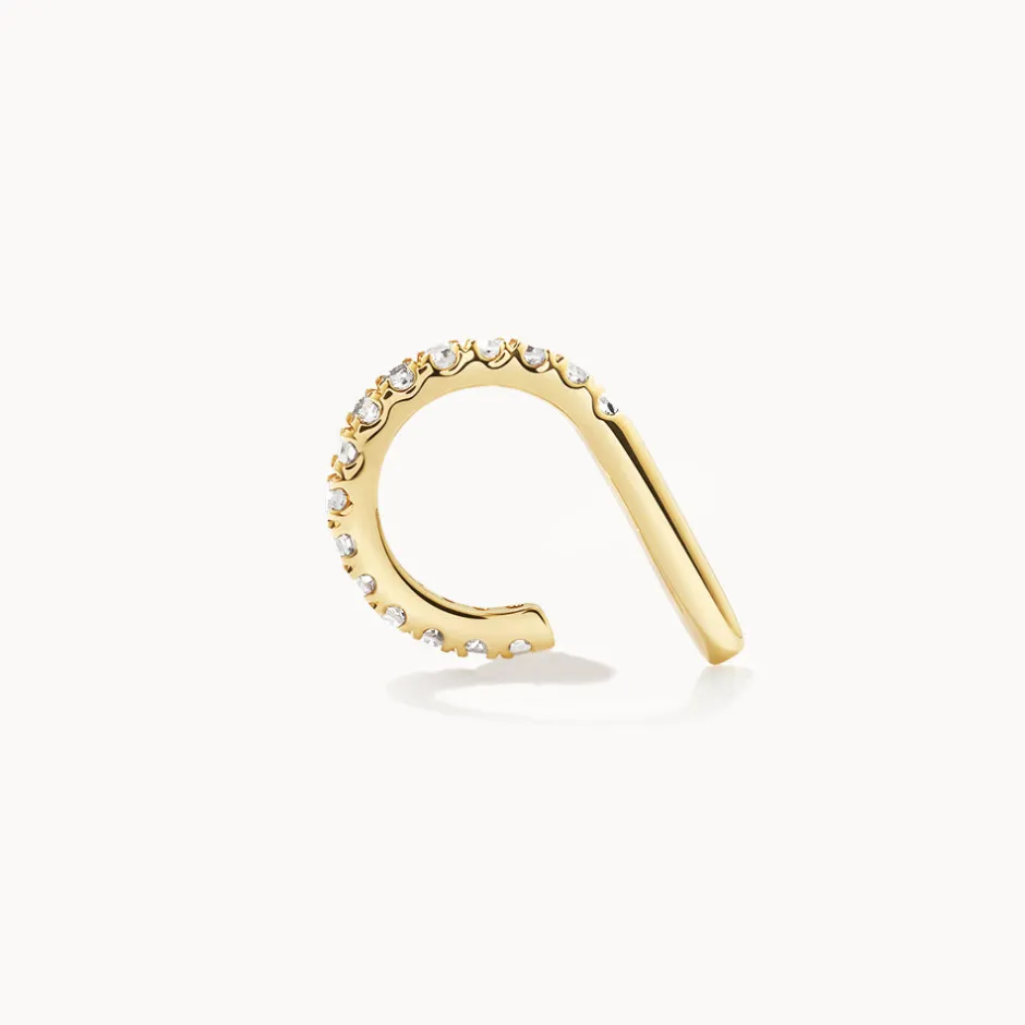 Online Diamond Bar Single Ear Cuff in 10k Gold Gifts For Her | Natural Diamonds