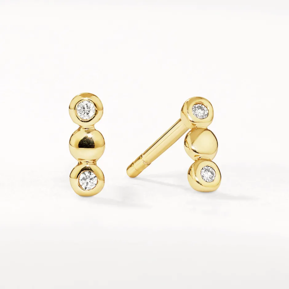 Hot Diamond Bezel Trio Stud Earrings in Gold 18k Fine Gold Plated | Earrings